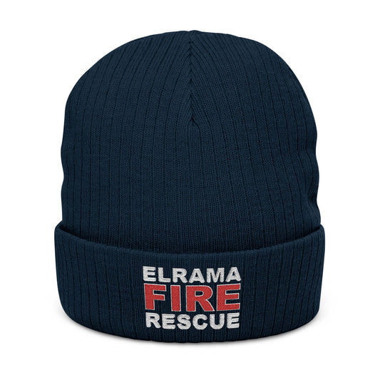 Fire Rescue Elrama VFC Ribbed Knit Beanie Embroidered Beanie Hat