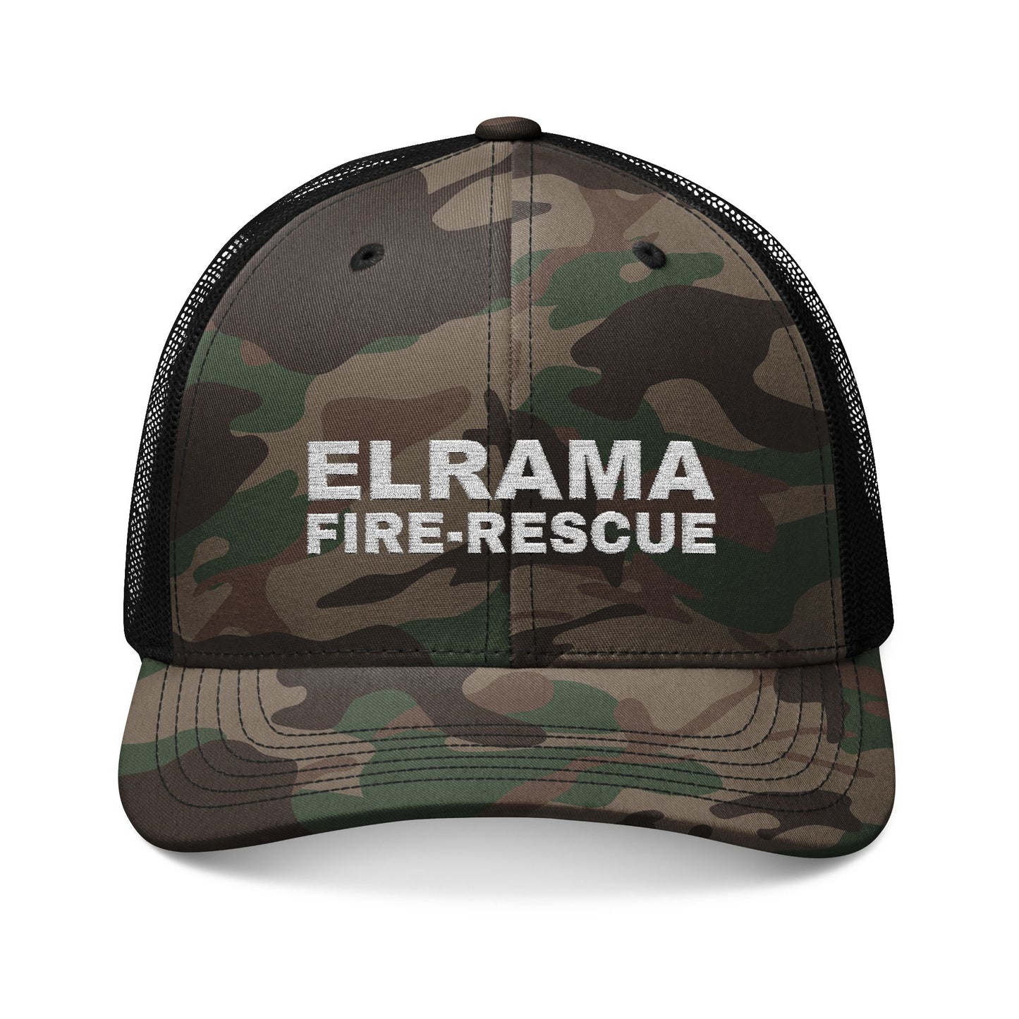 Camouflage Trucker Hat Elrama Fire Rescue Embroidery
