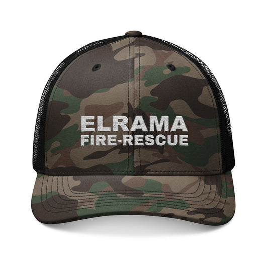 Camouflage Trucker Hat Elrama Fire Rescue Embroidery