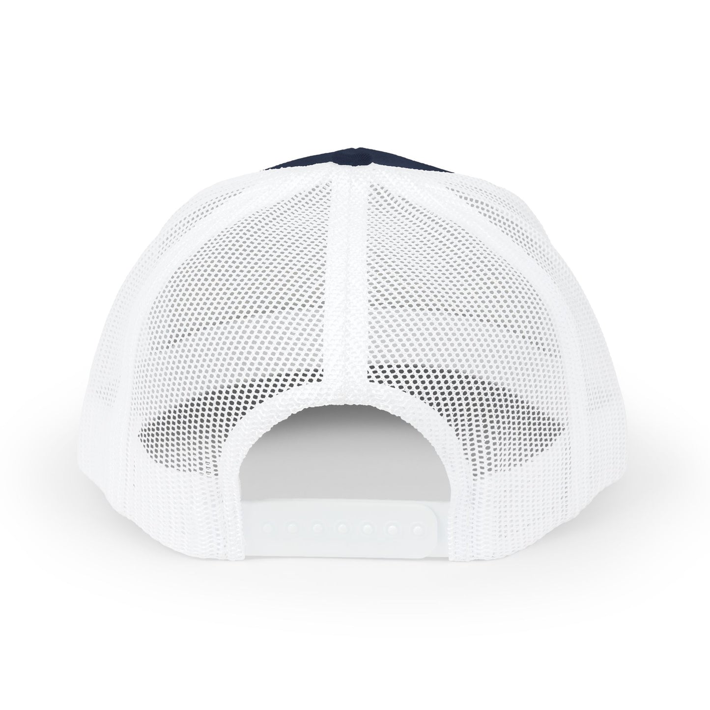 Stretch Mesh Cap Elrama Fire Rescue Embroidered Printed Design - Navy/White Mesh